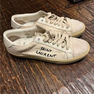Saint Laurent Off-White Canvas Sneakers